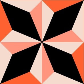 Tangerine and Black Mid Century Tile Star | Large
