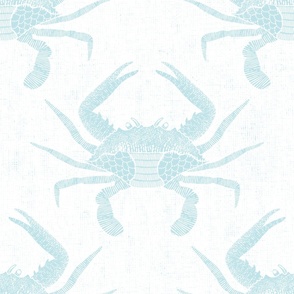 Delaware Blue Crabs Linocut // Sky Blue