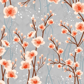 big// Painted Orchids vertical branches Classic grey orange