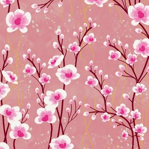 big// Painted Orchids vertical branches Soft Pink