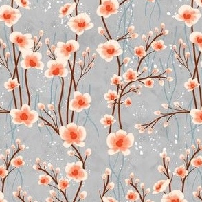 small// Painted Orchids vertical branches Classic grey orange