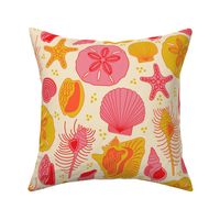 She Sells Seashells - Bright Retro Pink + Yellow