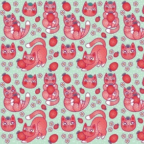 strawpurry cats minty green small