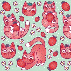 strawpurry cats minty green