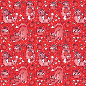 strawpurry cats strawberry red small
