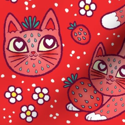 strawpurry cats strawberry red