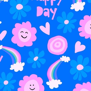  oh happy day (jumbo scale) | sunshine rainbows and flowers in pinks and blues