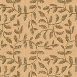 Vines Wreath in Circles and Diamonds Shadowed In Taupe on Beige Textured