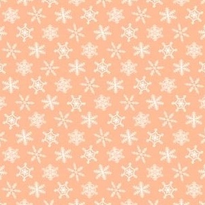 1/2"  Festive Winter Snowflakes Hand Drawn in Peach Fuzz Light Coral