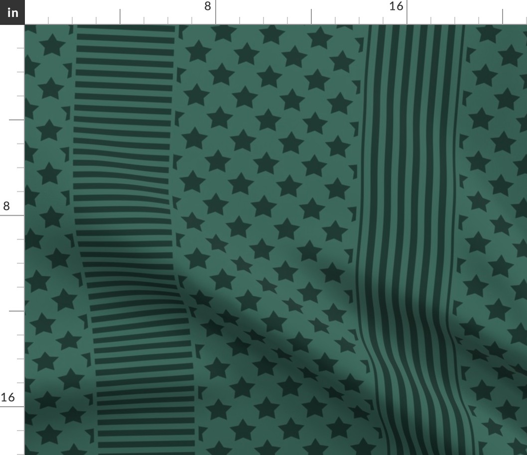 green combined pattern in the style of patchwork stripes stars 