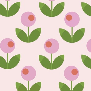 geometric pink flowers on light pink