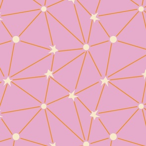 Minimalist Star Connect: Eggshell and Pink Geometric Constellations