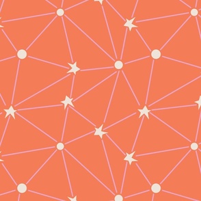 Minimalist Star Connect: Coral and Pink Geometric Constellations