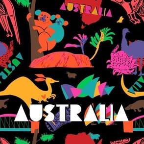 Custom - Mod Retro Australian Travel Icons Repeat WITH TEXT