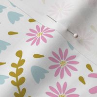 Easter Daisy and Bluebell medium in pink blue and white