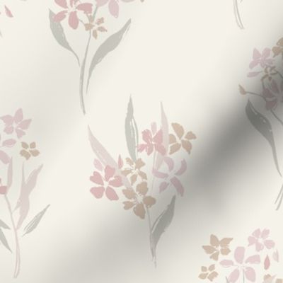  (M) Flower Stems – Simple | Pale Rose Gold Pink Cream | Medium Scale