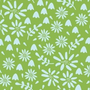 Easter Daisy and  Bluebell Medium in greens