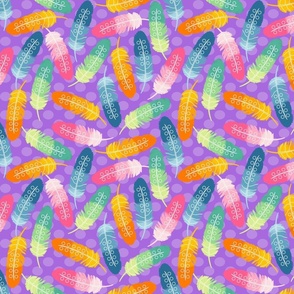 Boho Dreams: Colorful Feather Fiesta (Violet) - medium 