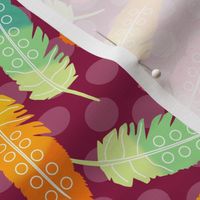 Boho Dreams: Colorful Feather Fiesta (maroon) - medium 