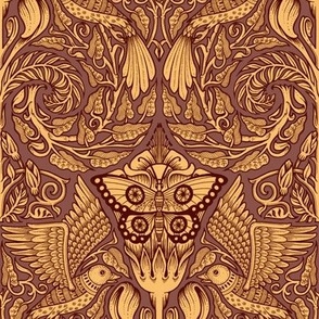 Birds and butterflies - Antique gold design