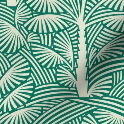 Exotic Palm Trees - Decorative, Tropical Nature in Vintage Emerald Green / Large / Eva Matise