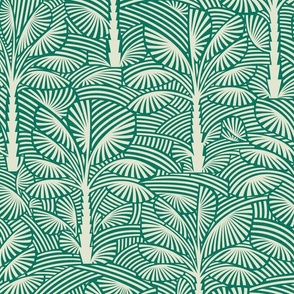 Exotic Palm Trees - Decorative, Tropical Nature in Vintage Emerald Green / Large / Eva Matise
