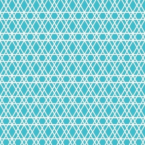 Aqua Blue Geometric with white lines