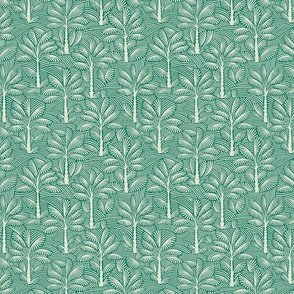 Exotic Palm Trees - Decorative, Tropical Nature in Vintage Emerald Green / Medium / Eva Matise