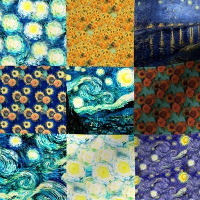 Van Gogh's Starry Night + Sunflowers | Cheater Quilt Blocks