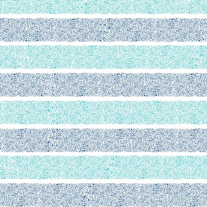 (LARGE) Electric Blue and Turquoise Horizontal Stripes of Dots Pointillism Style on White Background