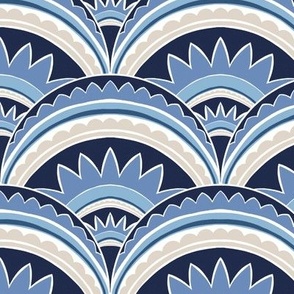 Boho Art Deco 'Mabel' Scallop denim blue (M)