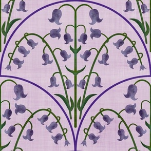 (L) Modern Art Deco Bluebells Elegance, Purple on Lilac Texture