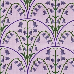 (S) Modern Art Deco Bluebells Elegance, Purple on Lilac Texture