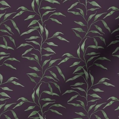 Jungle leaf branches blender on a deep plum purple background - medium