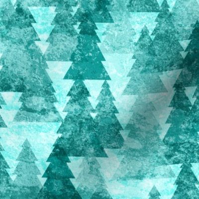 Textured pine forest in teal. Large scale