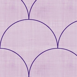 (S) Purple Scallop Shapes on Soft Lilac Fabric Textured Background