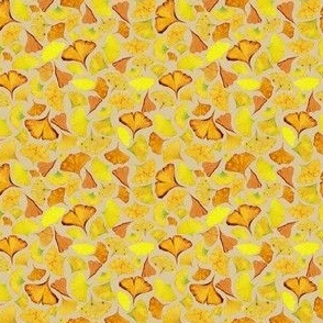 Custom Yellow Ginkgo Biloba Falling  Leaves in Light Brown / 3''