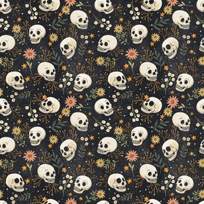 halloween skulls with tiny stars and flowers Wb24 medium scale