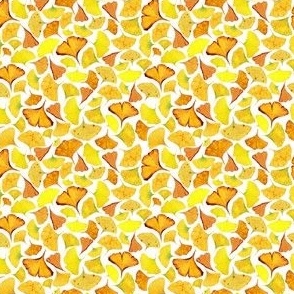 Custom Yellow Ginkgo Biloba Falling  Leaves in White / 3''
