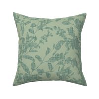 Floral Silhouette with Faux Tweed Texture _ Sage Green