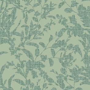 Floral Silhouette with Faux Tweed Texture _ Sage Green