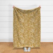 Floral Silhouette with Faux Tweed Texture _ Ochre Yellow