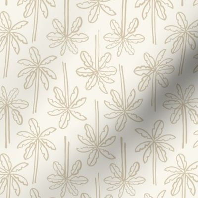 Multidirectional Tropical Palm Trees | Small Scale | Warm Cream, Beige Tan