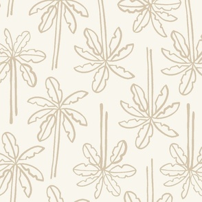 Multidirectional Tropical Palm Trees |  Large Scale | Warm Cream, Beige Tan