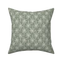 Multidirectional Tropical Palm Trees |  Small Scale | Earthy Green, Warm White