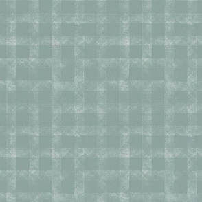 Whimsical wild west - teal plaid over a denim textured fabric