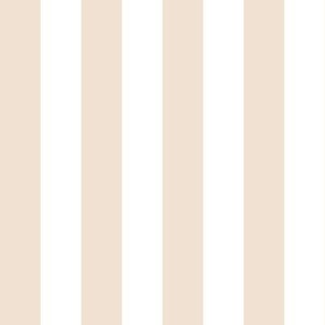 1" Wide Awning Stripe - Small Scale - Almond Beige and White - Classic Vertical Circus Stripe Perfect for Modern Summer Decor