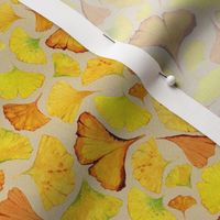 Custom Yellow Ginkgo Biloba Falling  Leaves in Light Brown / 6''