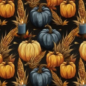 Pumpkins Candles and Corn Dark Harvest