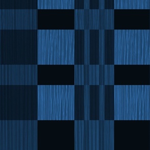 mid century modern large jumbo check plaid  blue black